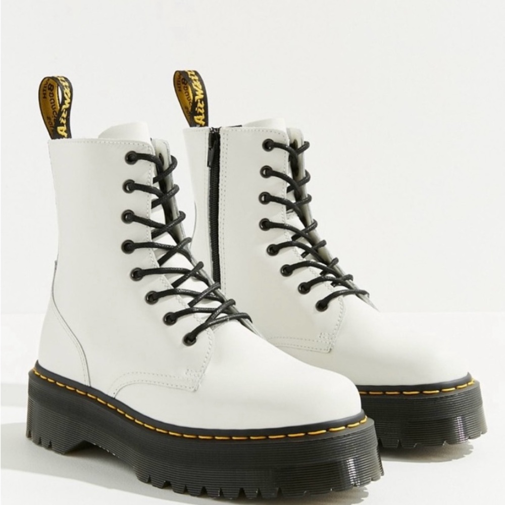 White Lace-Up Ankle Boots